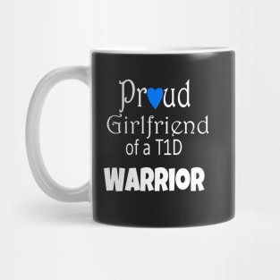 Proud Girlfriend - White Text - Blue Heart Mug